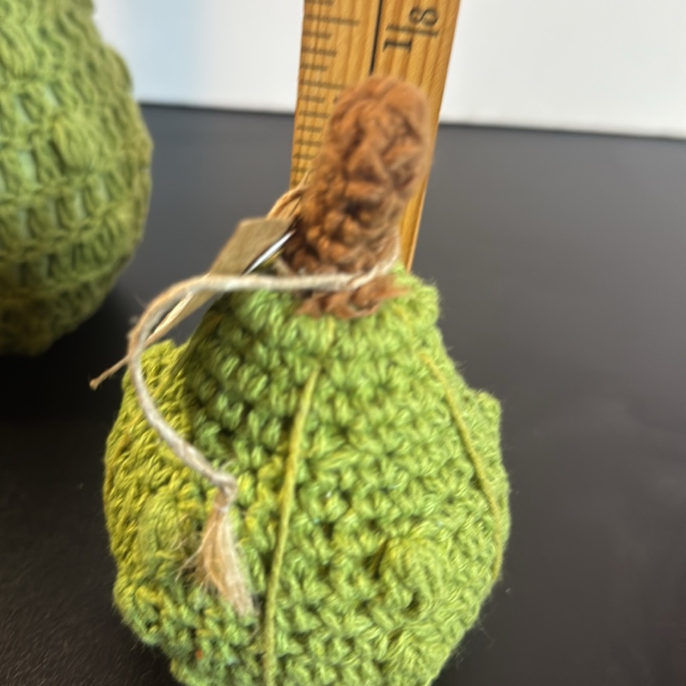 Mudpie Green and Brown Crochet Gourds Set of 3 Decor Fall - Picture 5 of 5